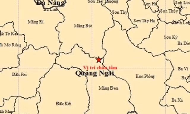 Động đất cách tâm chấn 80 km rung lắc nhiều nơi ở Quảng Ngãi