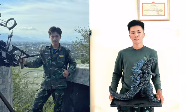 Chàng lính trẻ chế tác kỳ quan giấy Origami giữa thao trường