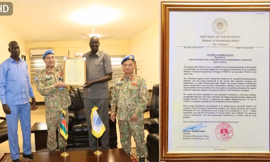 Công thư đặc biệt của Chính phủ Nam Sudan gửi tới Công binh Việt Nam