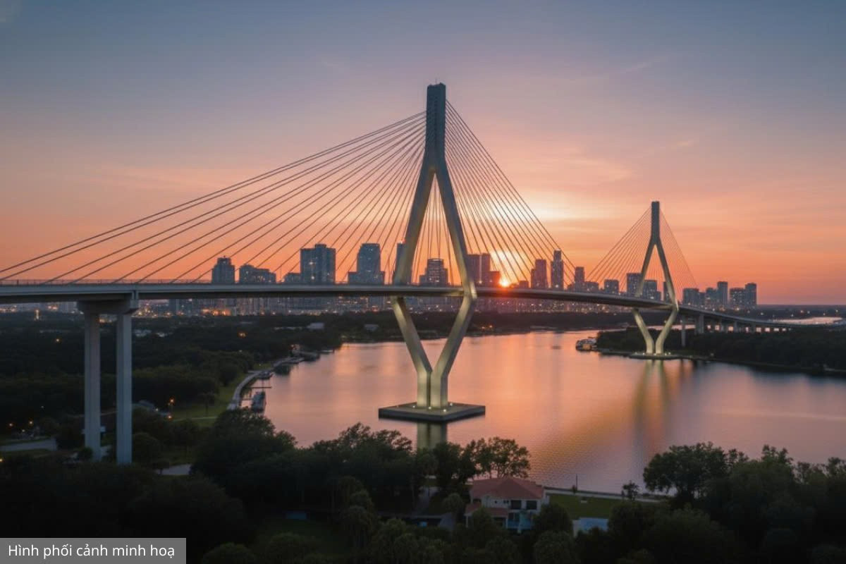 Công trường cầu Phú Mỹ 2 Công trường cầu Phú Mỹ 2 sau khi động thổ