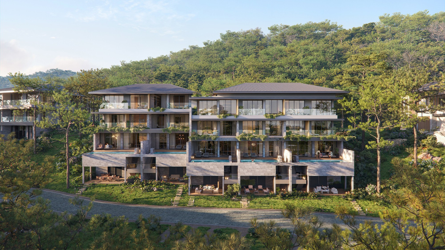 Biệt thự Camellia Residences với s&acirc;n vườn dưới bể bơi v&agrave; kh&ocirc;ng gian BBQ ngo&agrave;i trời