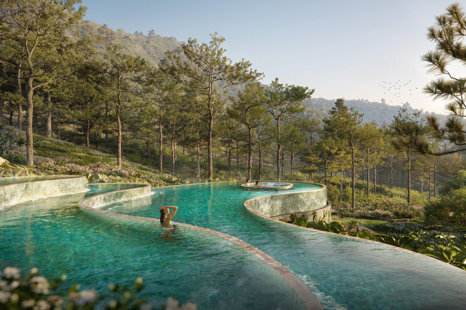 Onsen Pool &ndash; hồ kho&aacute;ng n&oacute;ng ba tầng tại Camellia Residences