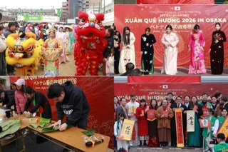 Bạn trẻ gói bánh chưng, trình diễn áo dài và Việt phục đón năm mới tại Nhật Bản