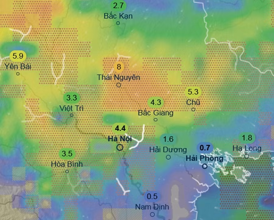 Mưa dông miền Bắc có thể xuất hiện khi không khí lạnh quay lại