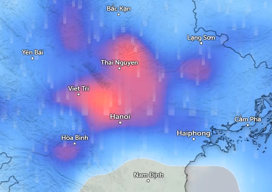 Hà Nội có mưa vào sáng 23/4 do ảnh hưởng của gió mùa Đông Bắc