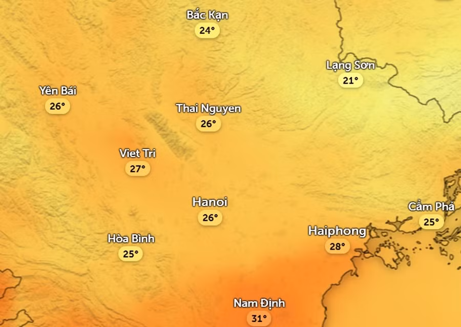Nhiệt độ Hà Nội giảm rõ rệt khi không khí lạnh về