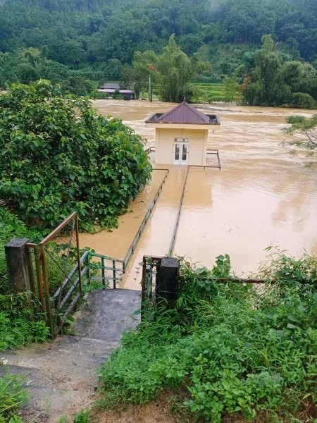 Trạm Thuỷ văn Vân Mịch (Lạng Sơn) lúc 13h30 ngày 7/10. Ảnh: Trạm Thuỷ văn Vân Mịch.