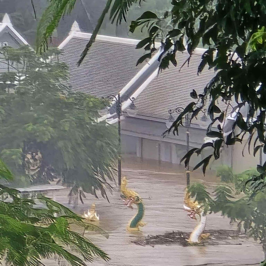 Nước sông Khan dâng nhanh. Ảnh: The Laotian Times. river.jpg