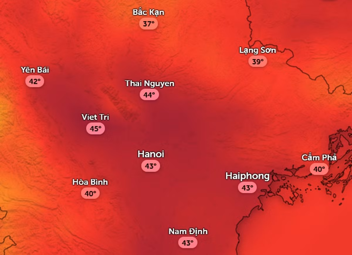 Nhiệt độ cảm nhận tại Hà Nội có thể đạt 41 - 43 độ C trong đợt nóng