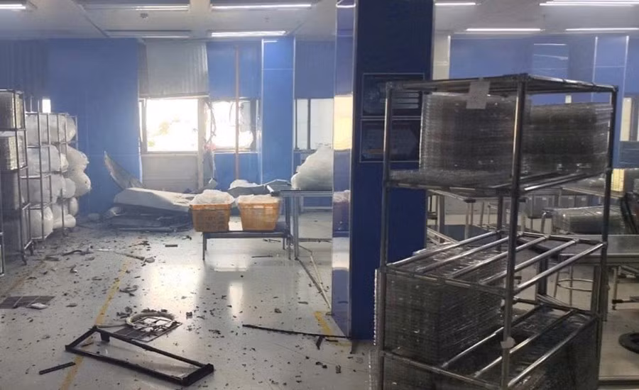 Hiện trường vụ nổ điều hòa khi đang sửa chữa tại khu công nghiệp Yên Phong