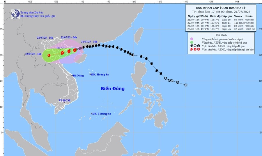 Dự báo của NCHMF lúc 17h ngày 21/7. Ảnh: NCHMF. nchmf-jul21-1700.jpg