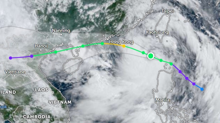 Dự báo của JTWC về đường đi của bão số 3. Ảnh: Zoom Earth, JMA/ NOAA/ CIRA, Himawari. jtwc.jpg