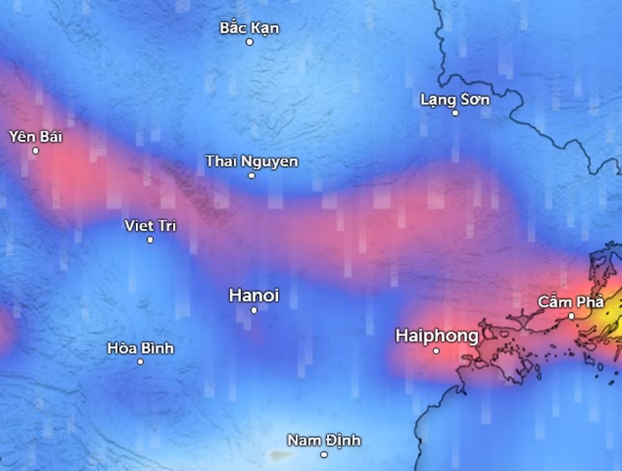 Bản đồ dự báo mưa dông ở miền Bắc trong ngày 17/4