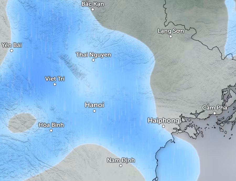 Hà Nội mưa rào do không khí lạnh