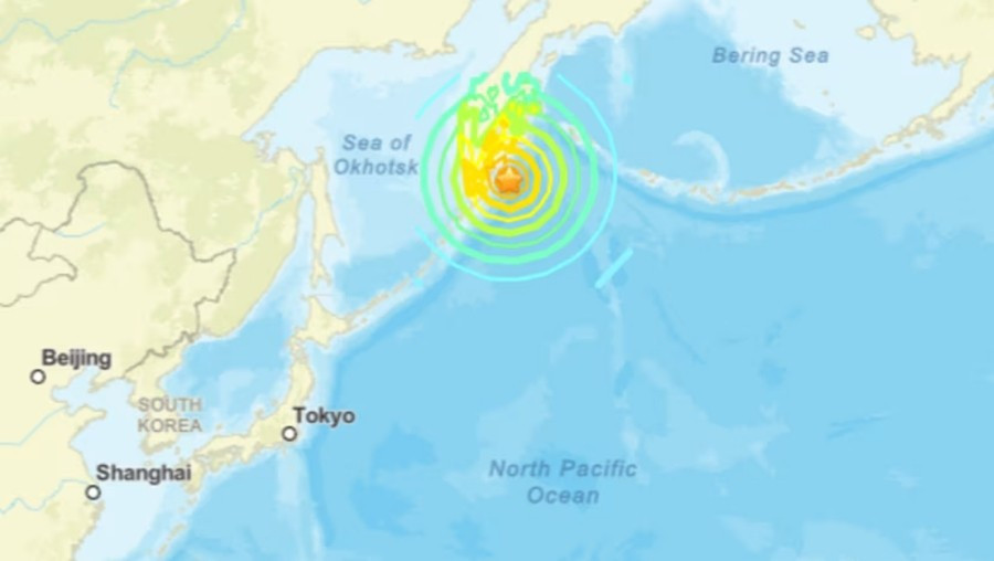 Tâm chấn của trận động đất 8,7 độ sáng 30/7. Ảnh: USGS. epi.jpg