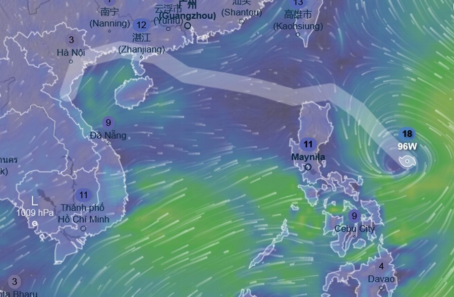 Dự báo theo mô hình ICON về đường đi của ATNĐ sắp mạnh lên thành bão Wipha. Ảnh: Windy, ECMWF. icon.jpg