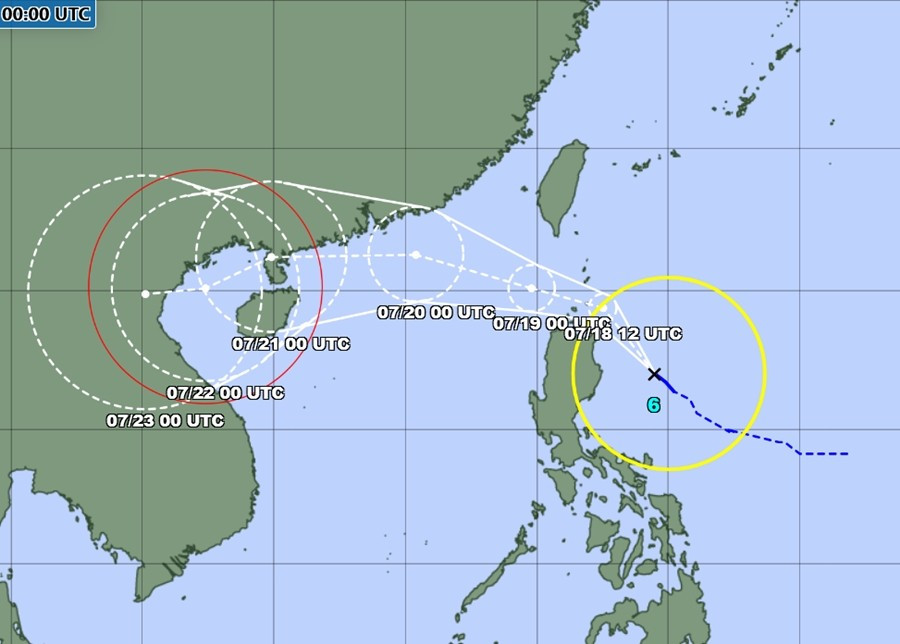 Dự báo của Cơ quan Khí tượng Nhật Bản (JMA) lúc 7h sáng 18/7. Ảnh: JMA. jma-jul18-0600.jpg