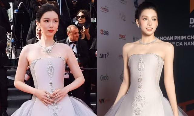 Hoa hậu Tiểu Vy mặc cùng một thiết kế thảm đỏ với Châu Dã, ai nổi bật hơn?