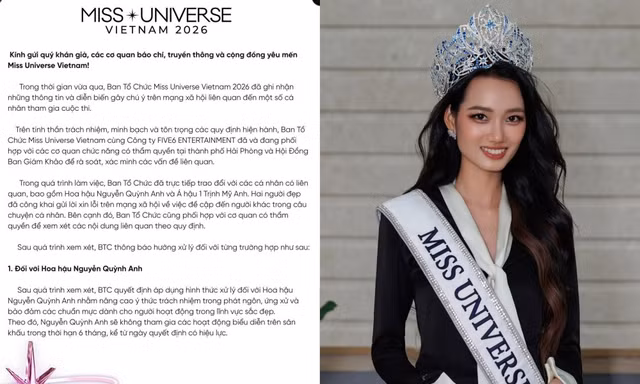 Tổ chức Miss Universe Vietnam thông báo hình thức kỷ luật với Hoa hậu và Á hậu 1