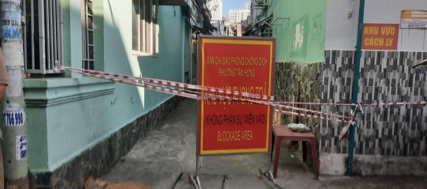Một điểm tạm phong tỏa do liên quan đến COVID-19 tại TPHCM (ảnh: HCDC)