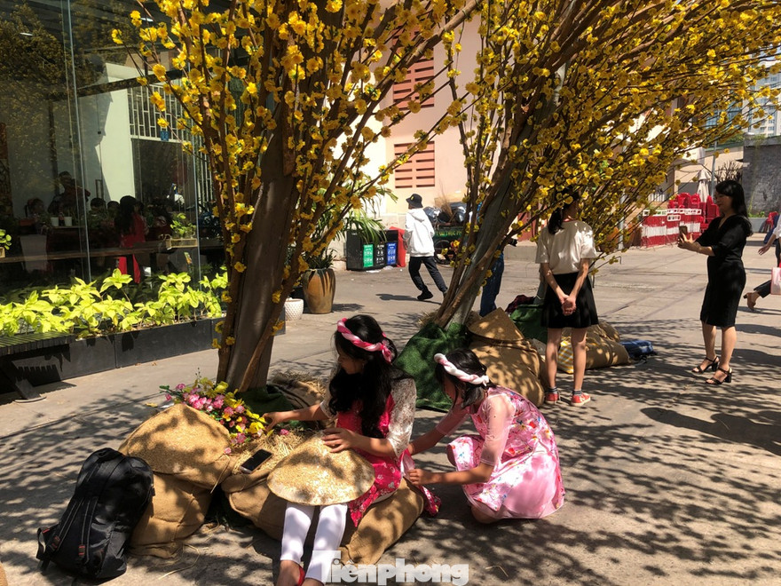 Những tiểu cảnh trang trí bị khách tham quan tận dụng làm đệm ngồi nghỉ mệt