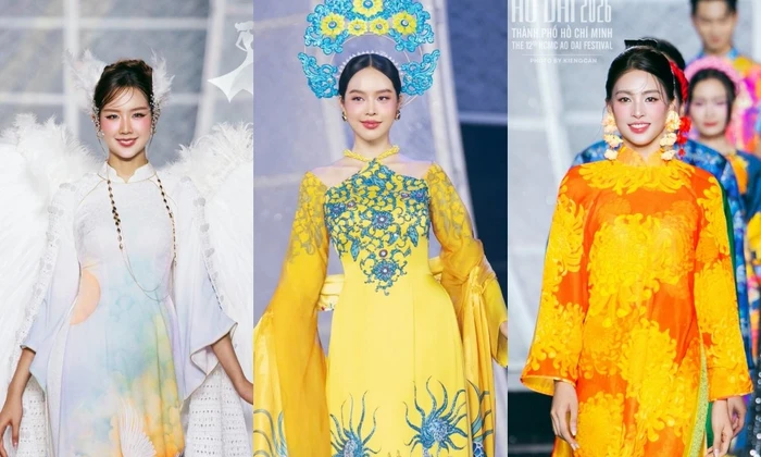 Hoa hậu Thanh Thủy nổi bật giữa dàn người đẹp trong đêm khai mạc Lễ hội Áo dài