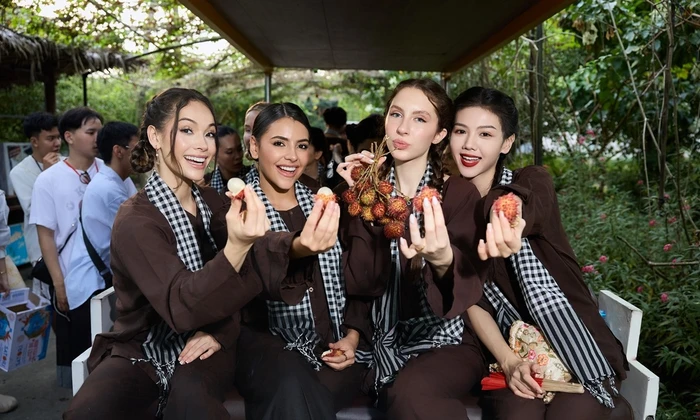 Dàn người đẹp Miss Charm 2025 lội mương bắt cá, "đu trend" Em là con gái miền Tây