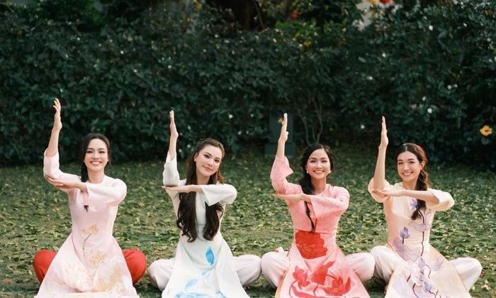 H'Hen Niê, Kim Duyên, Thủy Tiên, Lệ Hằng chào Tết với bộ ảnh áo dài vui nhộn
