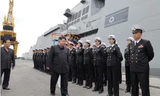Chủ tịch Triều Tiên Kim Jong Un thăm tàu khu trục lớp Choe Hyon ngày 18/8. (Ảnh: KCNA)