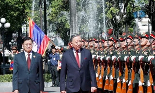 Lào dành nghi thức cao nhất đón Tổng Bí thư Tô Lâm 