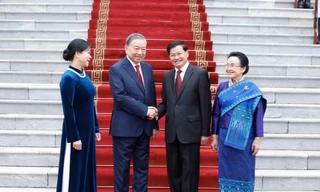 Tổng Bí thư Tô Lâm chủ trì lễ đón Tổng Bí thư, Chủ tịch nước Lào Thongloun Sisoulith