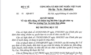 Bổ nhiệm Phó Cục trưởng Cục An toàn thực phẩm