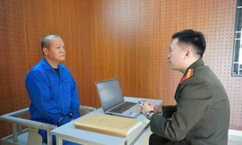 Đối tượng Lao Văn Mạnh tại cơ quan Công an.