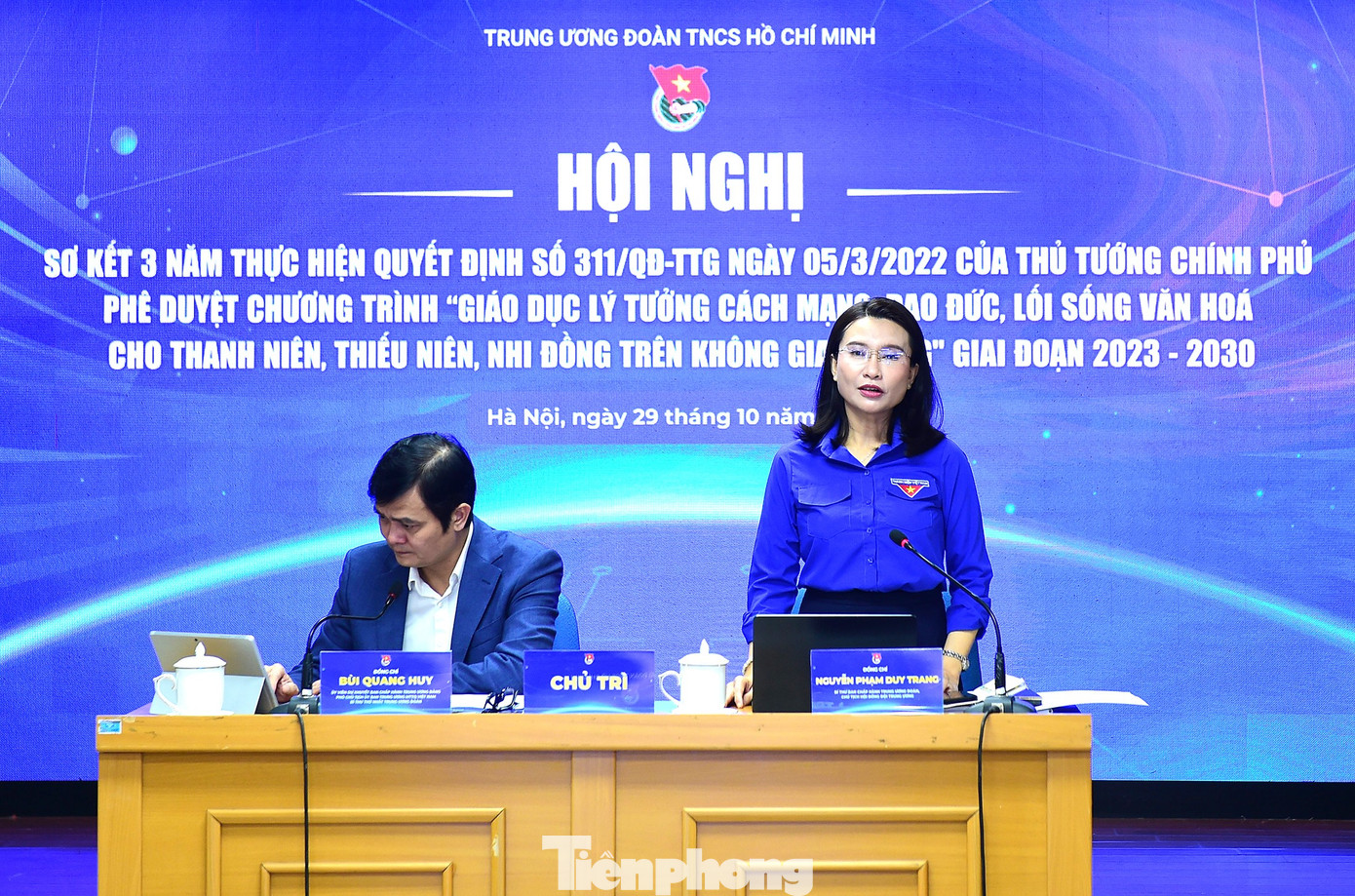 Chị Nguyễn Phạm Duy Trang phát biểu khai mạc hội nghị. Ảnh: Xuân Tùng tp-hoinghi-soket1.jpg