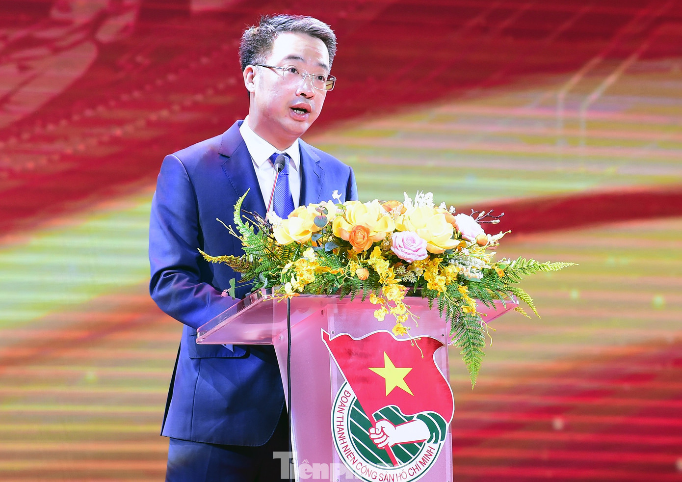 Anh Nguyễn Tường Lâm phát biểu tại lễ khai mạc. Ảnh: Xuân Tùng tp-trithuctre-lanvi-khaimac7.jpg