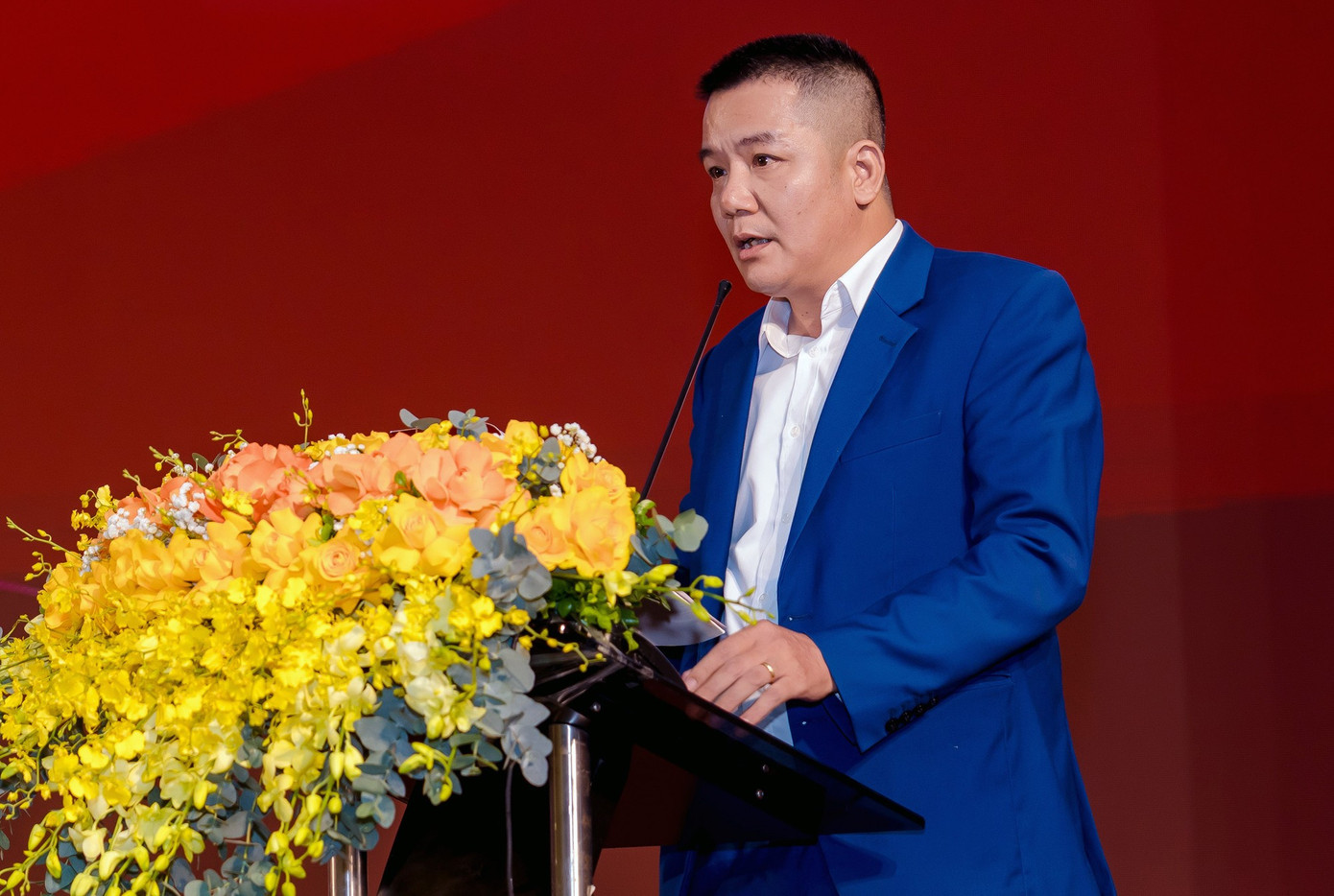 Anh Phan Thế Trụ kiến nghị tại chương trình. Ảnh: BTC tienphong-kinhtetunhan-tru.jpg