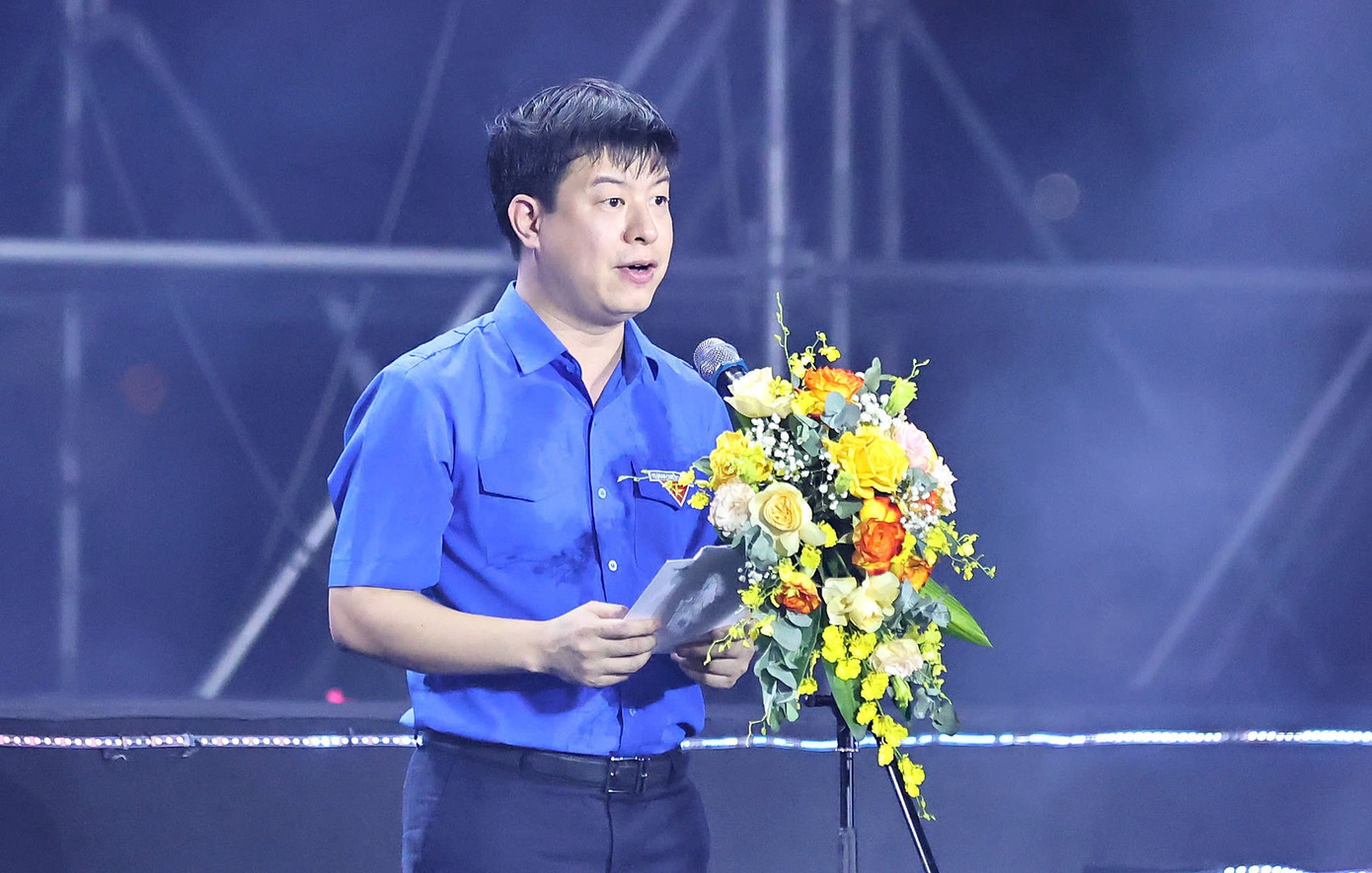 Anh Lê Hải Long - Phó Chủ tịch thường trực Hội đồng Đội T.Ư phát biểu tại chương trình. img-1157.jpg
