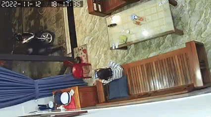 Hình ảnh đối tượng Tài lao vào cướp giật điện thoại bé gái được camera ghi lại.
