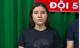 Đinh Thị Thanh Tuyền tại Cơ quan công an. Ảnh: CA