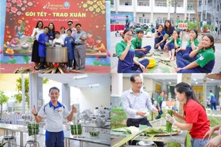TP.HCM: Các trường học “gọi Xuân về” qua hội thi gói bánh chưng