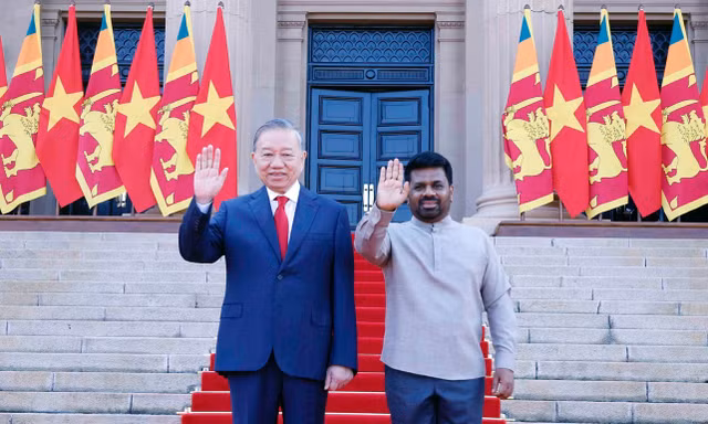 Lễ đón trọng thể Tổng Bí thư, Chủ tịch nước Tô Lâm thăm cấp Nhà nước Sri Lanka