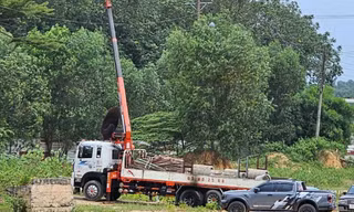 Cần cẩu va dây điện, 2 người thương vong