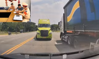 Video: Thót tim vì xe đầu kéo lấn làn, chạy ngược chiều 