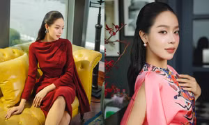 Hoa hậu Thanh Thủy rạng rỡ trong BST đón Tết Bính Ngọ của NTK Lê Thanh Hòa