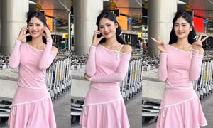 Hoa hậu Ý Nhi trở lại Úc học tập, trang phục sân bay được khen đáng yêu