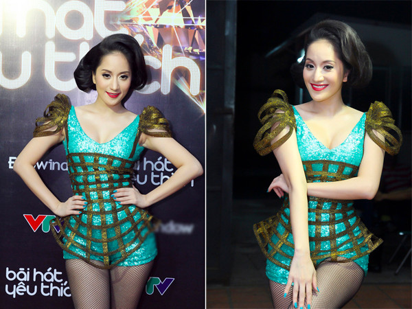 Khánh Thi mặc tất lưới khoe chân thon