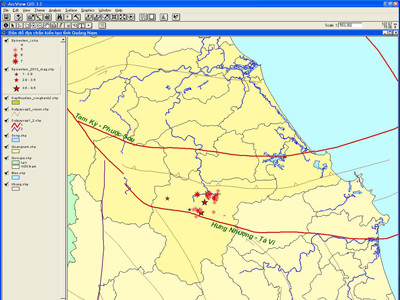 Hai quần tụ rung chấn ở hai vị trí xa nhau, một quanh đập thủy điện và một gần đứt gãy địa chất Nguồn: Viện VLĐC