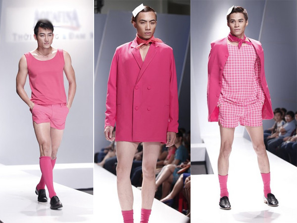 Dàn mẫu nam cơ bắp mặc váy, đeo nơ nữ tính