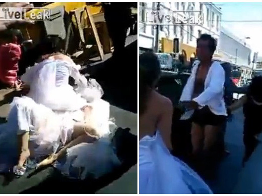 Sốc với clip hai cô dâu đánh nhau trên phố để giành chú rể