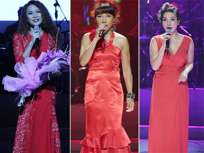 Hà Trần, Mỹ Linh, Mỹ Tâm cùng 'đụng' váy đỏ